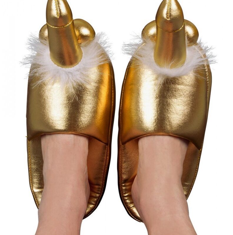 Arany színű papucs - péniszes.