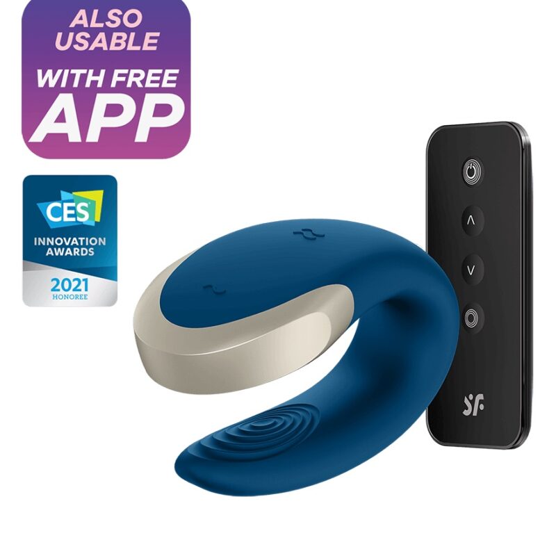 Satisfyer Double Love - okos, akkus, vízálló, rádiós párvibrátor,kék.