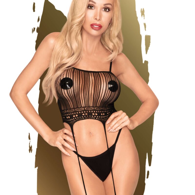 Penthouse Sex Dealer - csíkos, rövid, necc szett. Méret:XL