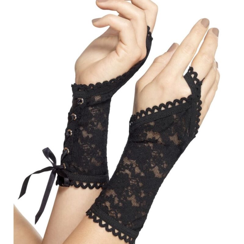 Csipke kesztyű, fekete.