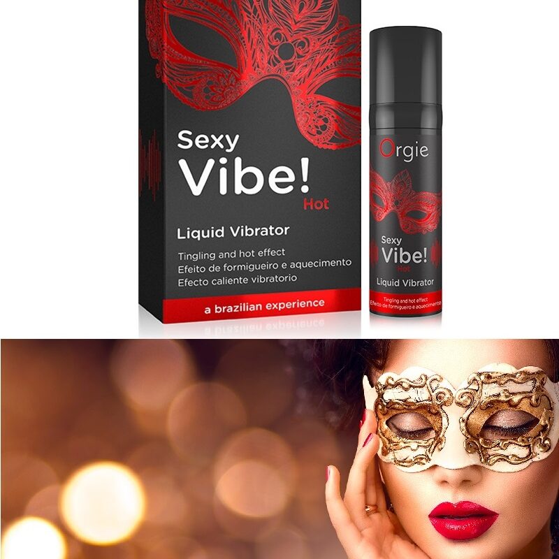 Orgie Sexy Vibe hot-folyékony vibrátor; eper ízzel-15ml.