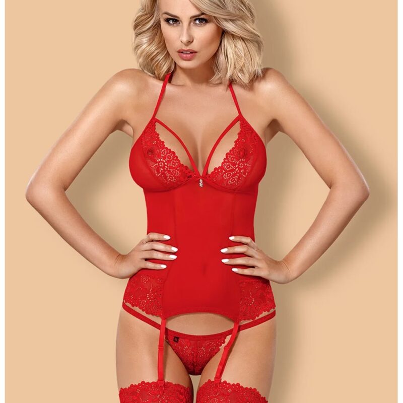 Obsessive 838 piros fűző. Méret:S/M