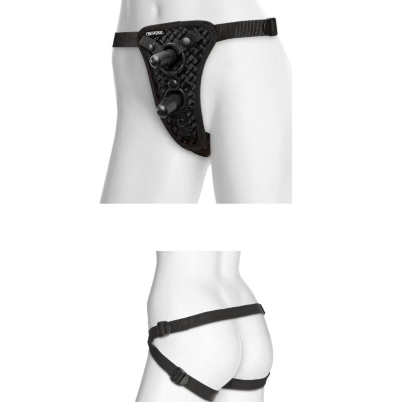 Vac-U-Lock Double Penetration Velvet Harness.