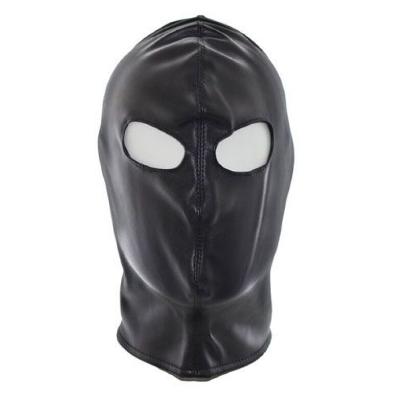 Műbőr fűzős csuklya,szemnél kivágott.