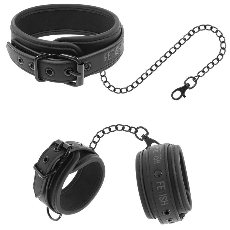 FETISH nyakörv és bilincsek-Vegan bőr.