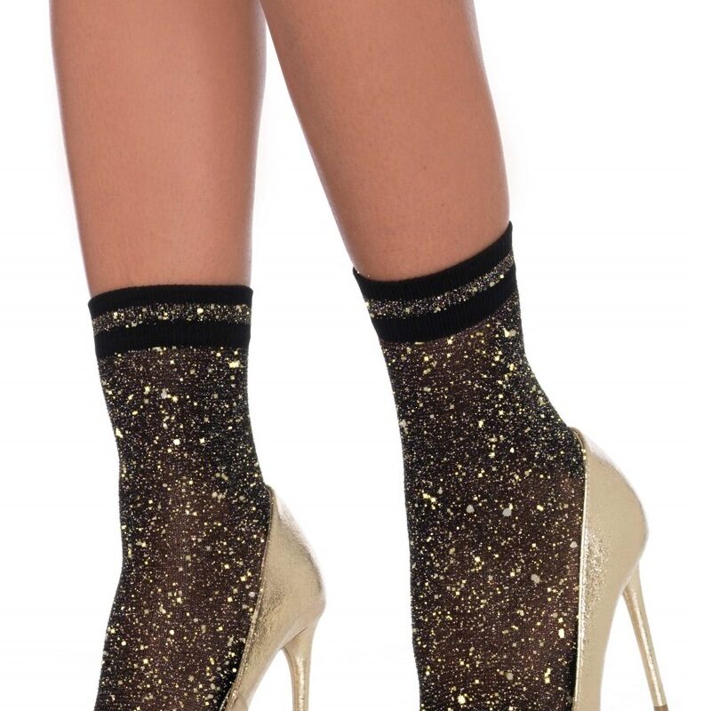 Fekete-arany női bokazokni.