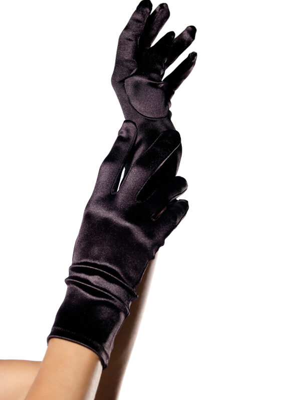 Rövid fekete szatán kesztyű.