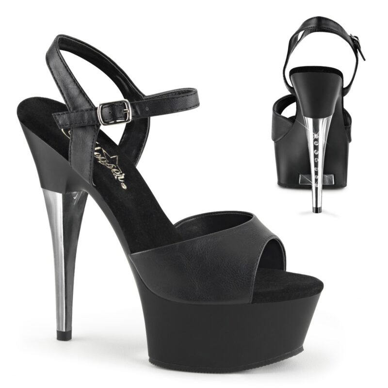 Pleaser CAPTIVA fekete/króm platform szandál. 36-os