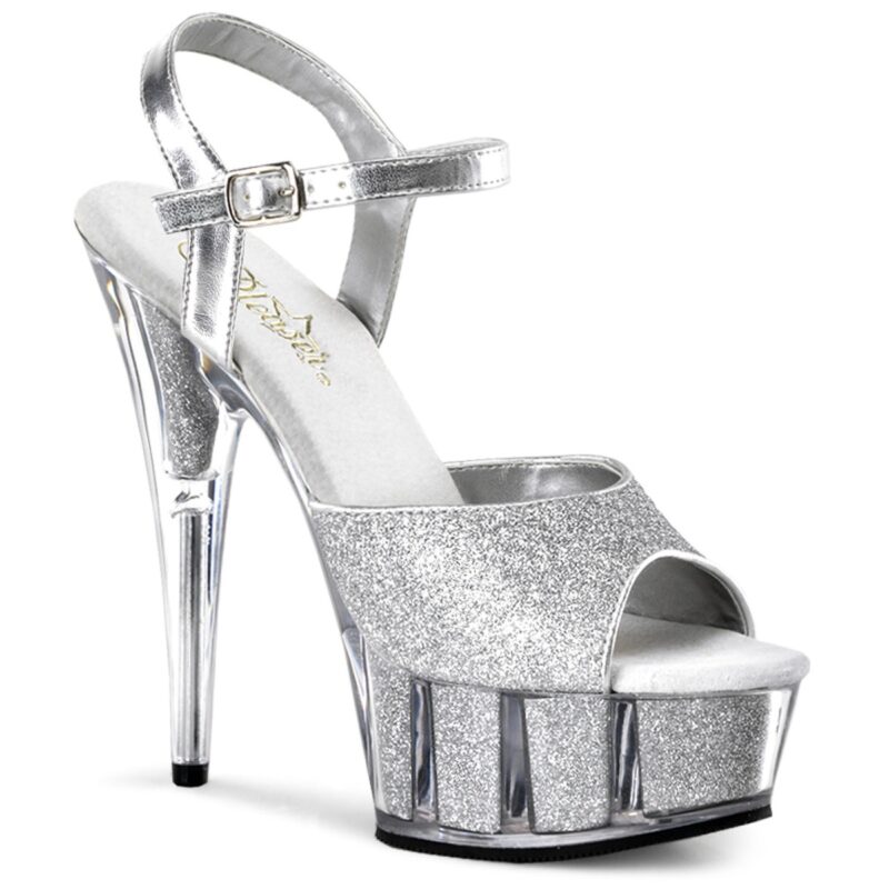 Pleaser ezüst csillámos platform szandál,No.6095G. 36-os