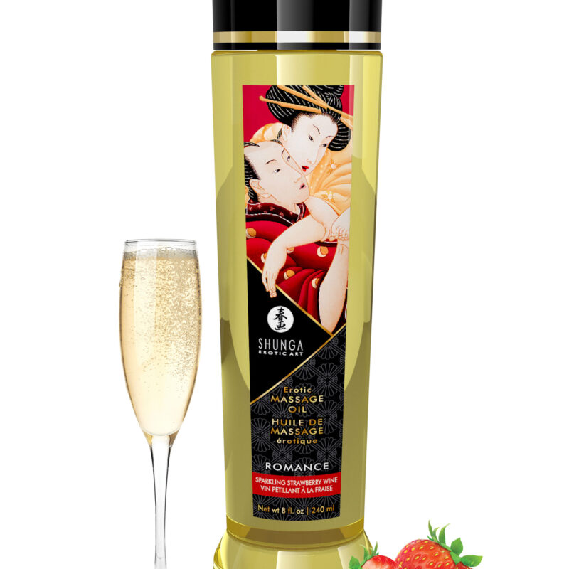 SHUNGA EROTIC MASSAGE OIL -STRAWBERRY WINE,240ml.