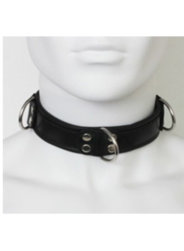 Deluxe bőr nyakörv. Piros-fekete