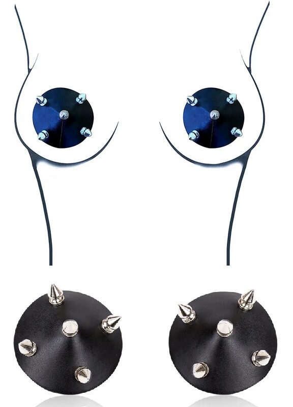 Fém szegecses fekete mellbimbó dísz.