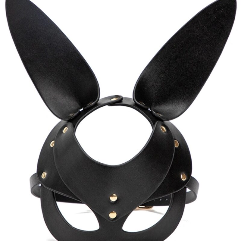 Nyuszimaszk,vegan bőr,fekete,szegecses.