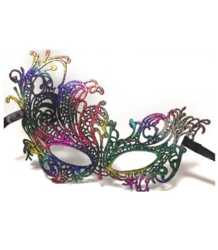 Csipkés színes álarc.