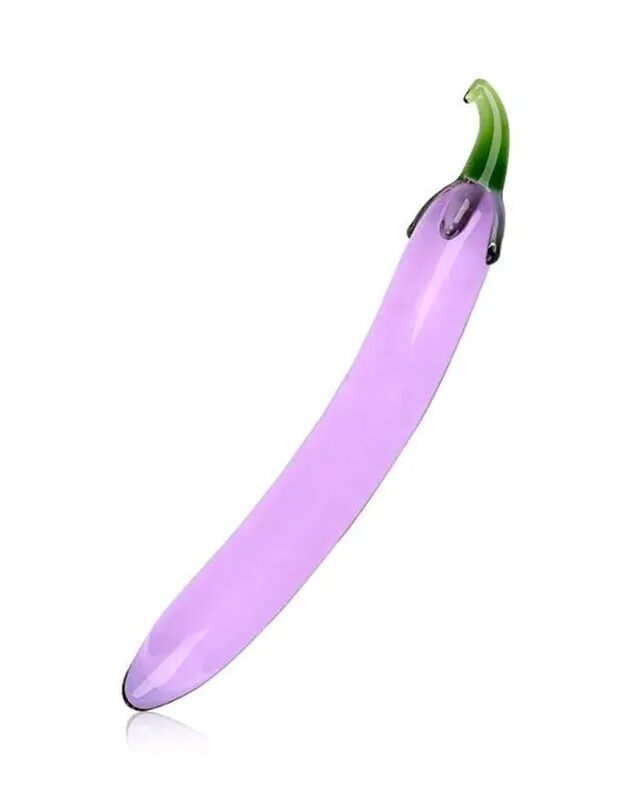 Üveg padlizsán dildó-19cm.