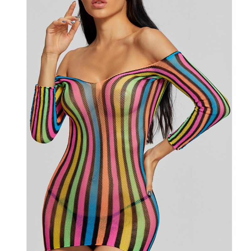 Gloria szivarvanyos necc miniruha.