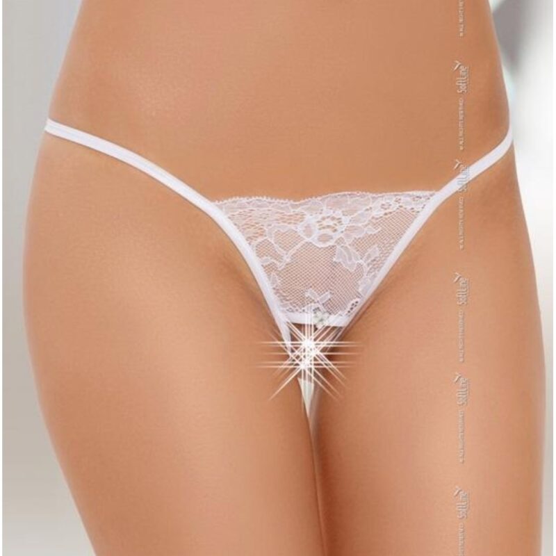 Nyitott tanga kővel-fehér.