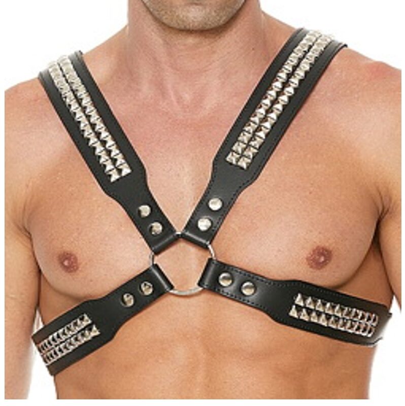 Szegecses férfi bőr mellvért