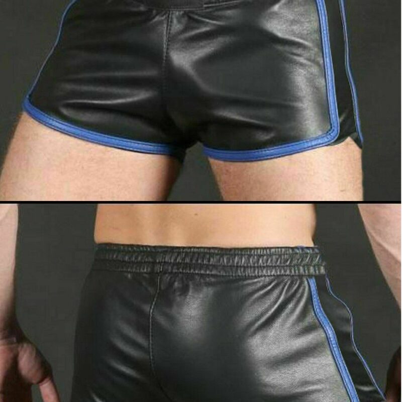 Férfi bőr short,fekete-kék. Cimkéjén:XL,amúgy:XXL