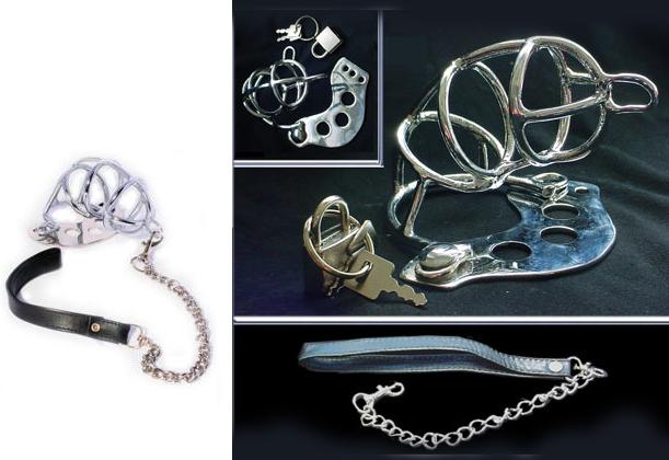 Pénisz ketrec erényöv pórázzal.