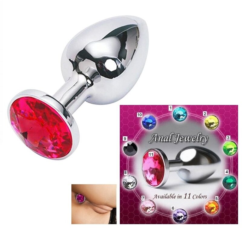 Fém anál plug csillogó véggel-nagy méret. 4.rubint zöld