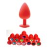 Piros szilikon anál plug csillogó véggel-nagy méret.