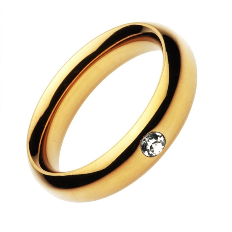 Arany színű acél péniszgyűrű-kővel díszítve. átmérő:50mm