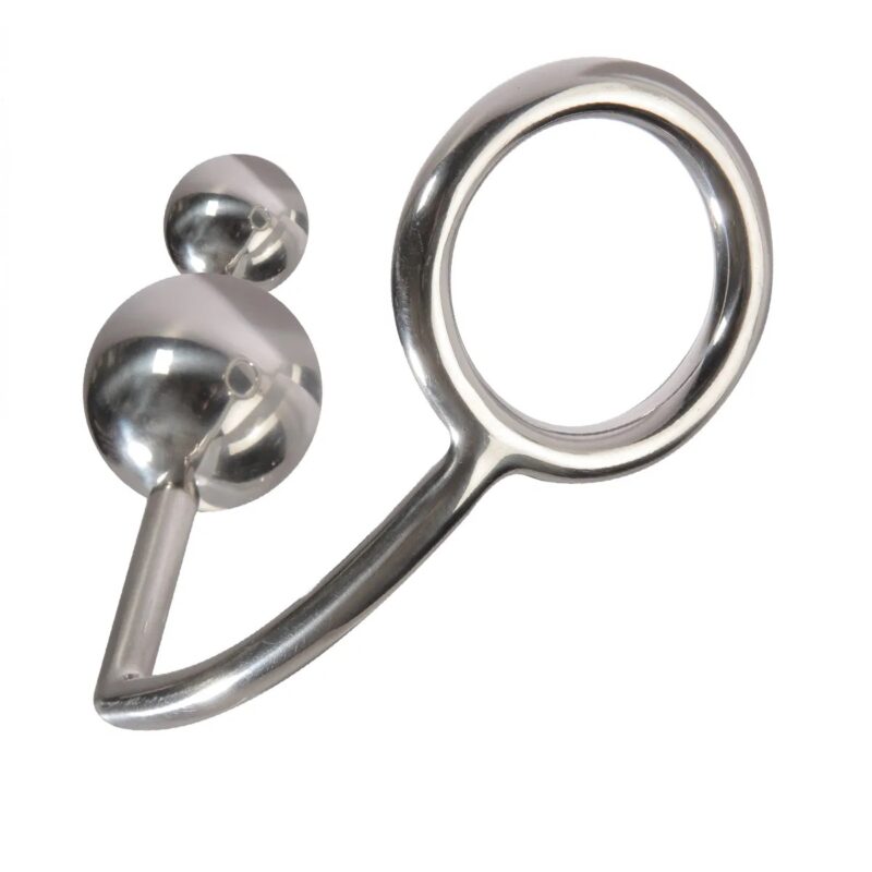 Fém péniszgyűrű dupla anál golyóval gyűrű:50mm