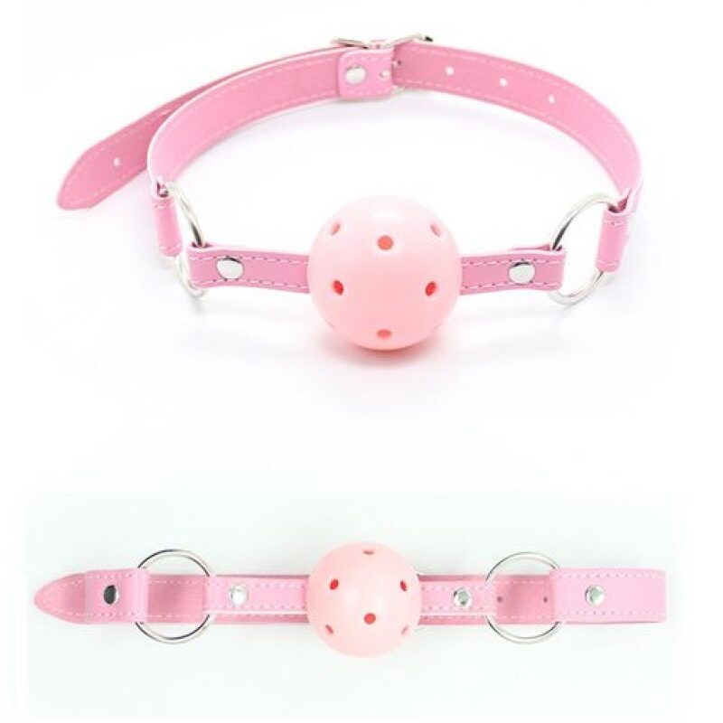 Pink szájpecek lyukacsos golyóval.