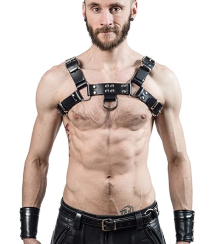 Bőr pántos felső férfiaknak.