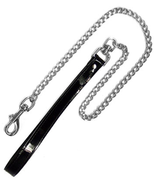 Bőr póráz fém lánccal. hossza:110cm