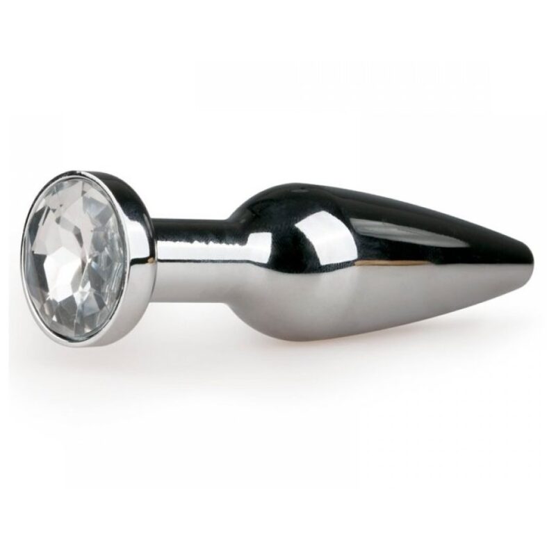 Fém plug kővel-hosszúkás. Lila kővel