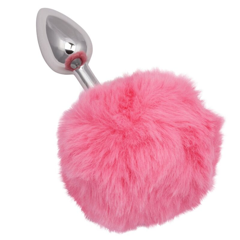 Fém anál plug puha pom-pommal-kis méret. Pink