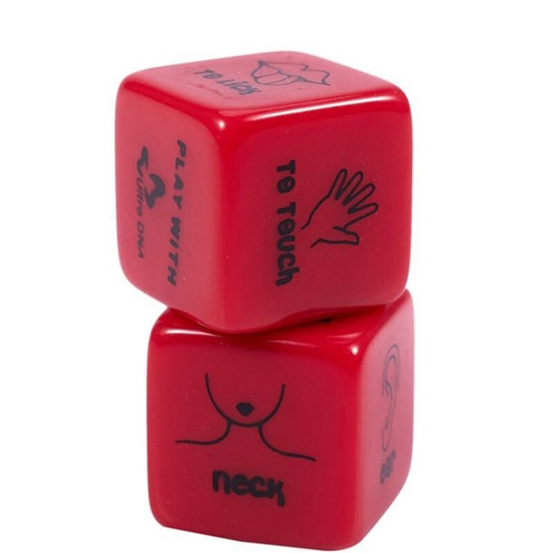 Piros dobókockák szexi feladatokkal.