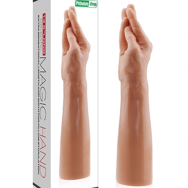 Csukott kéz-életnagyságú.