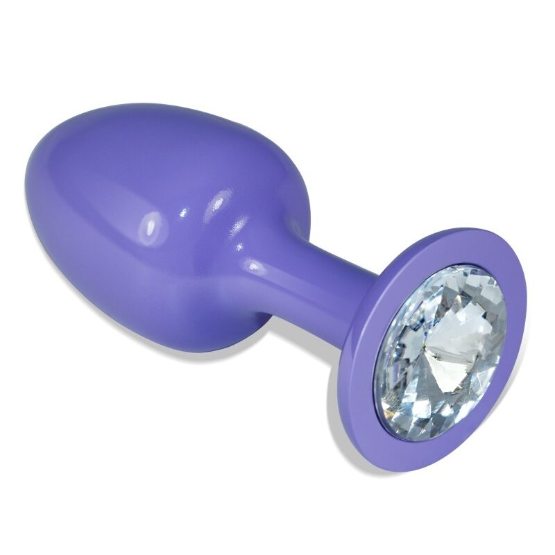 Lila fém anál plug csillogó véggel.