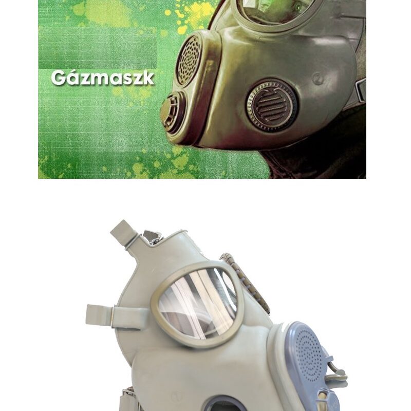 Gumi gázmaszk szűrőkkel. Méret:2,M-es