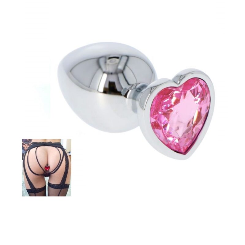 Fém anál plug csillogó szívvel pink-nagy. Pink