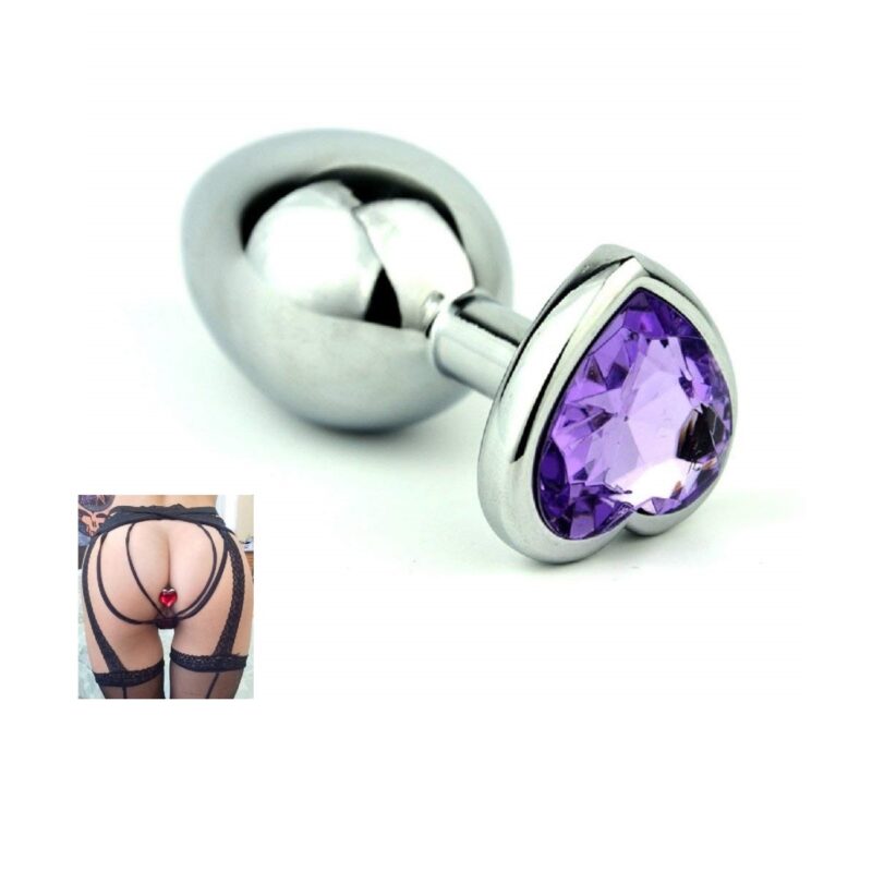 Fém anál plug csillogó szívvel-nagy. Lila
