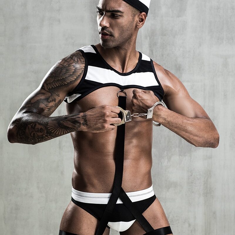 Prisoner férfi jelmez-4részes. Méret:M/L