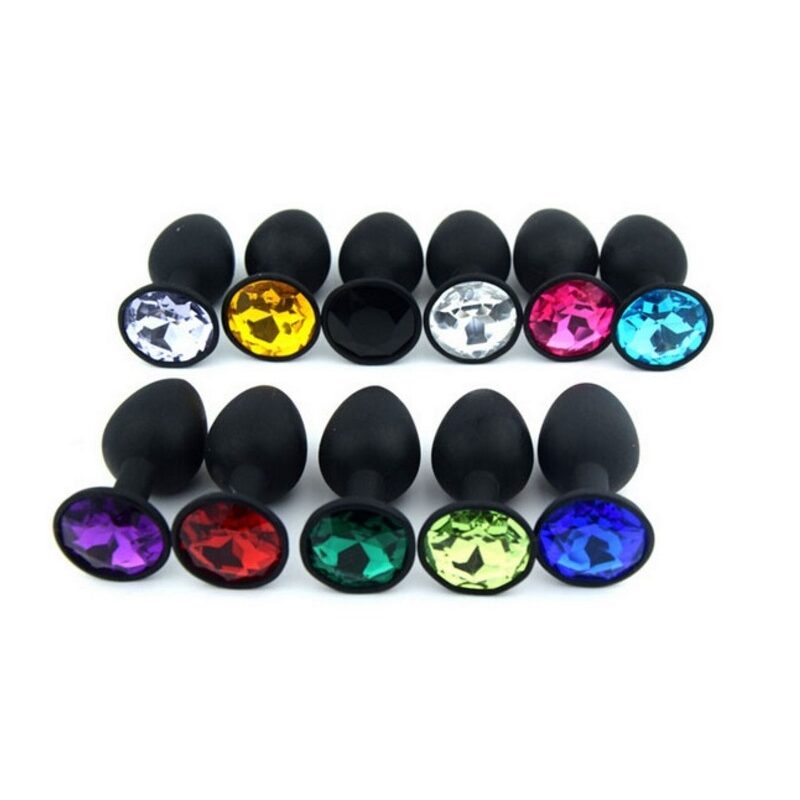 Fekete szilikon anál plug csillogó véggel-közepes méret.