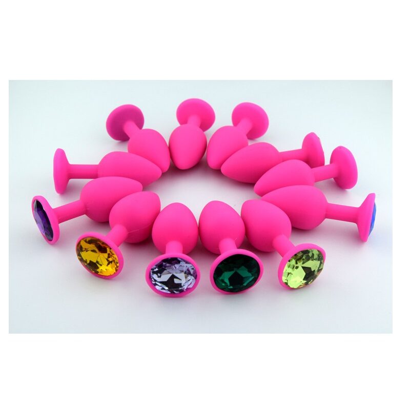 Szilikon anál plug csillogó véggel-kis méret. Pink