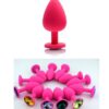 Pink szilikon anál plug csillogó véggel-közepes méret.