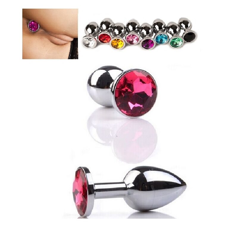 Fém anál plug csillogó véggel-kicsi-52g. Átlátszó kővel