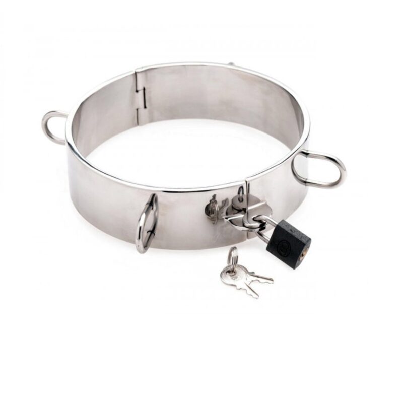 Széles acél nyakörv. 12 cm