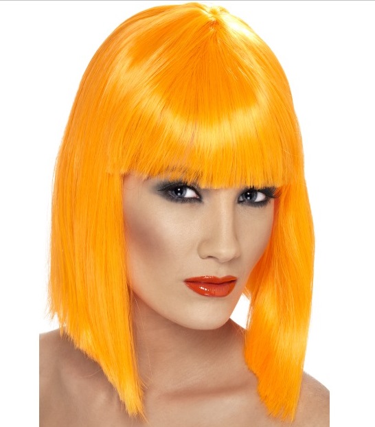 Rövid narancs divat paróka.