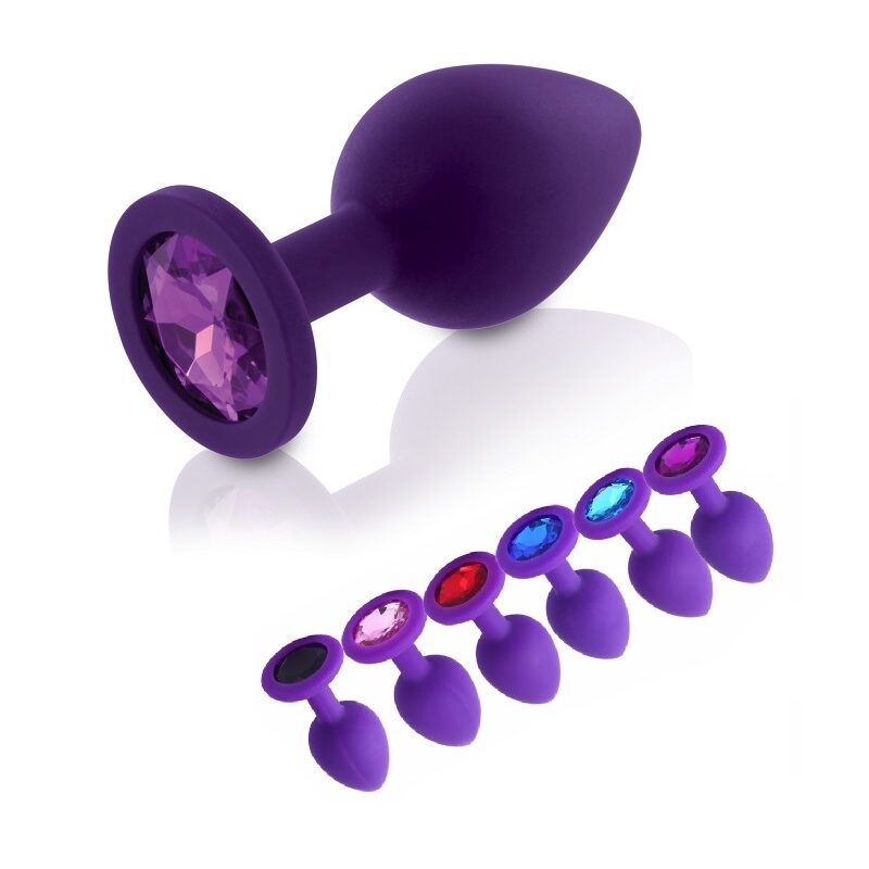 Lila szilikon anál plug csillogó véggel-nagy méret.