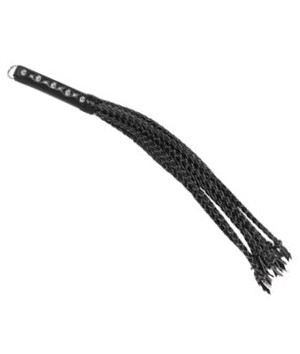 Fonott bőr korbács 9ágú