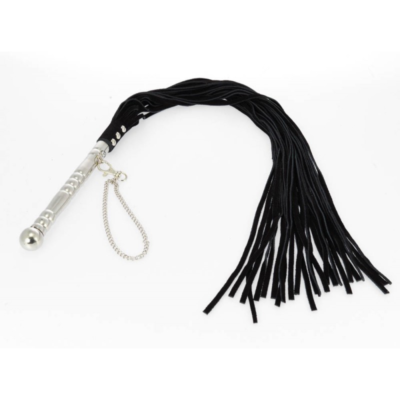 Bőr ostor fém nyéllel-78cm.