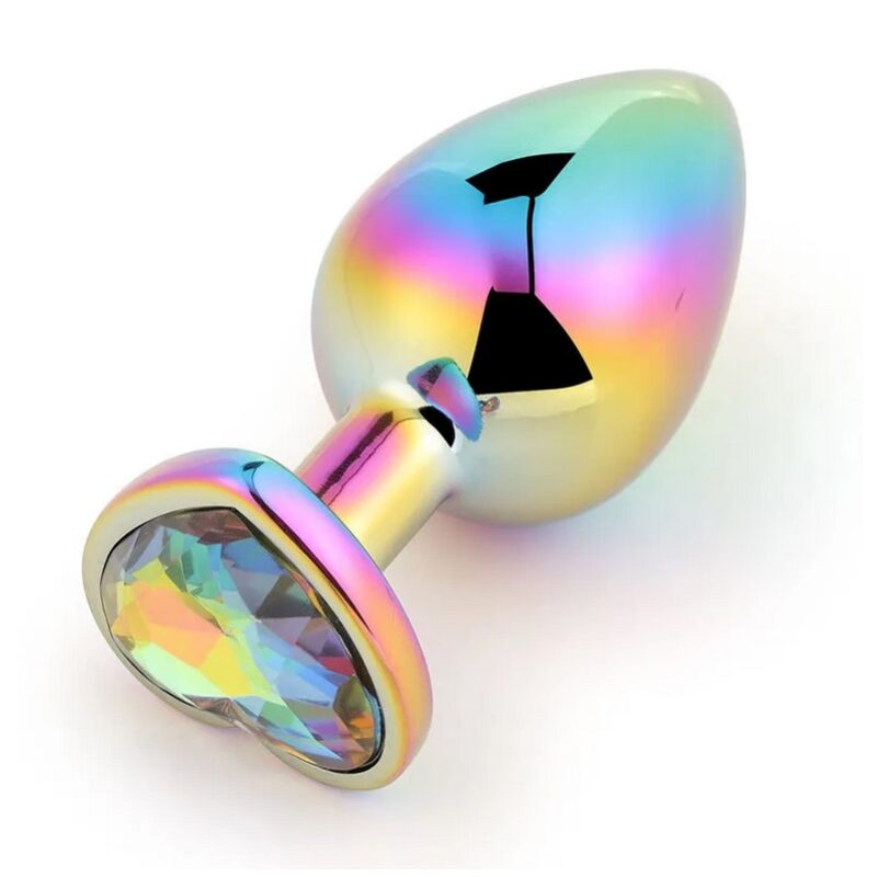 Fém anál plug csillogó szívvel,kaméleon-kicsi.